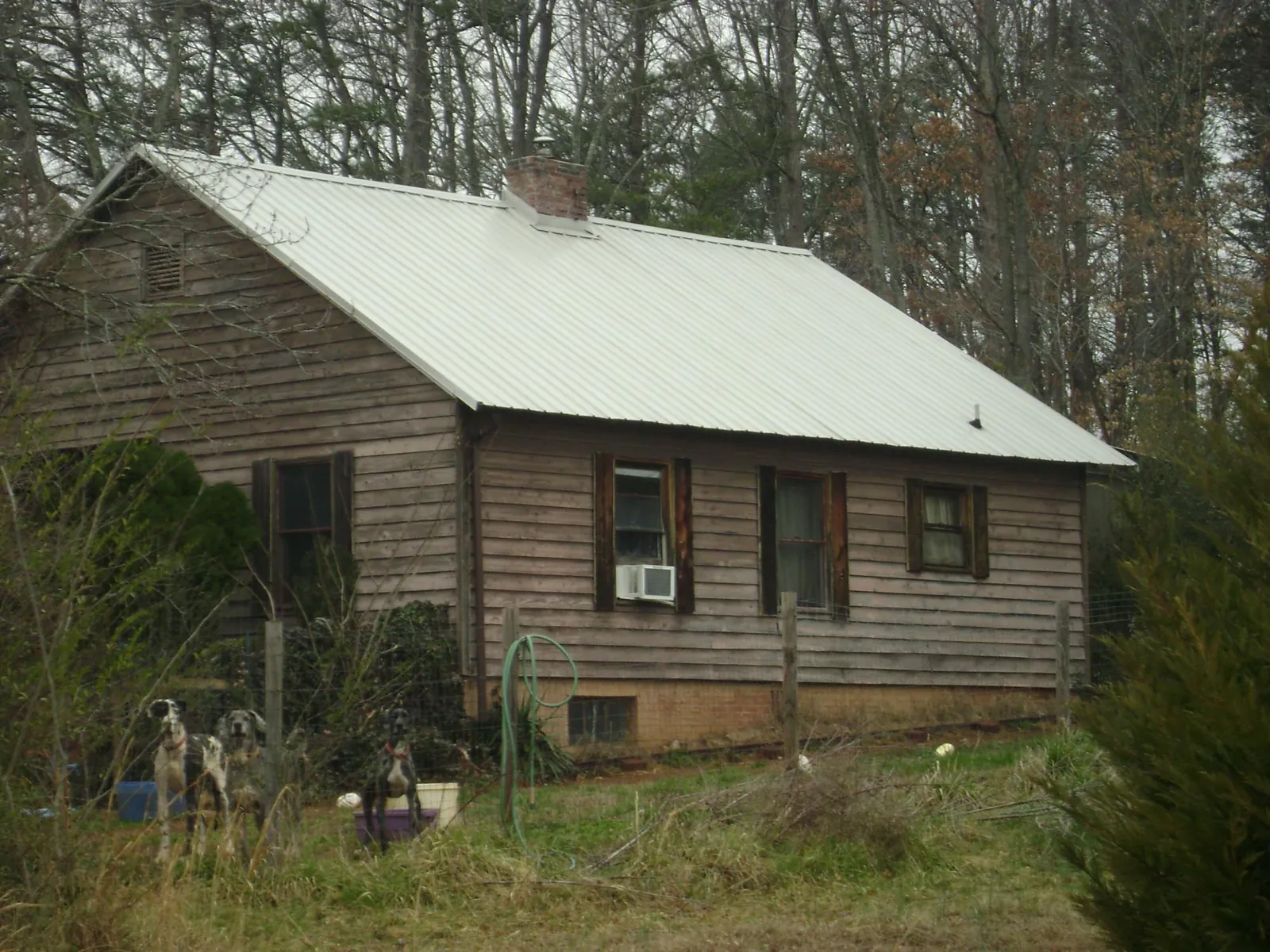 White metal roof on an old wood sided farmhouse, from a Metal Roof Installation job in Bloomville